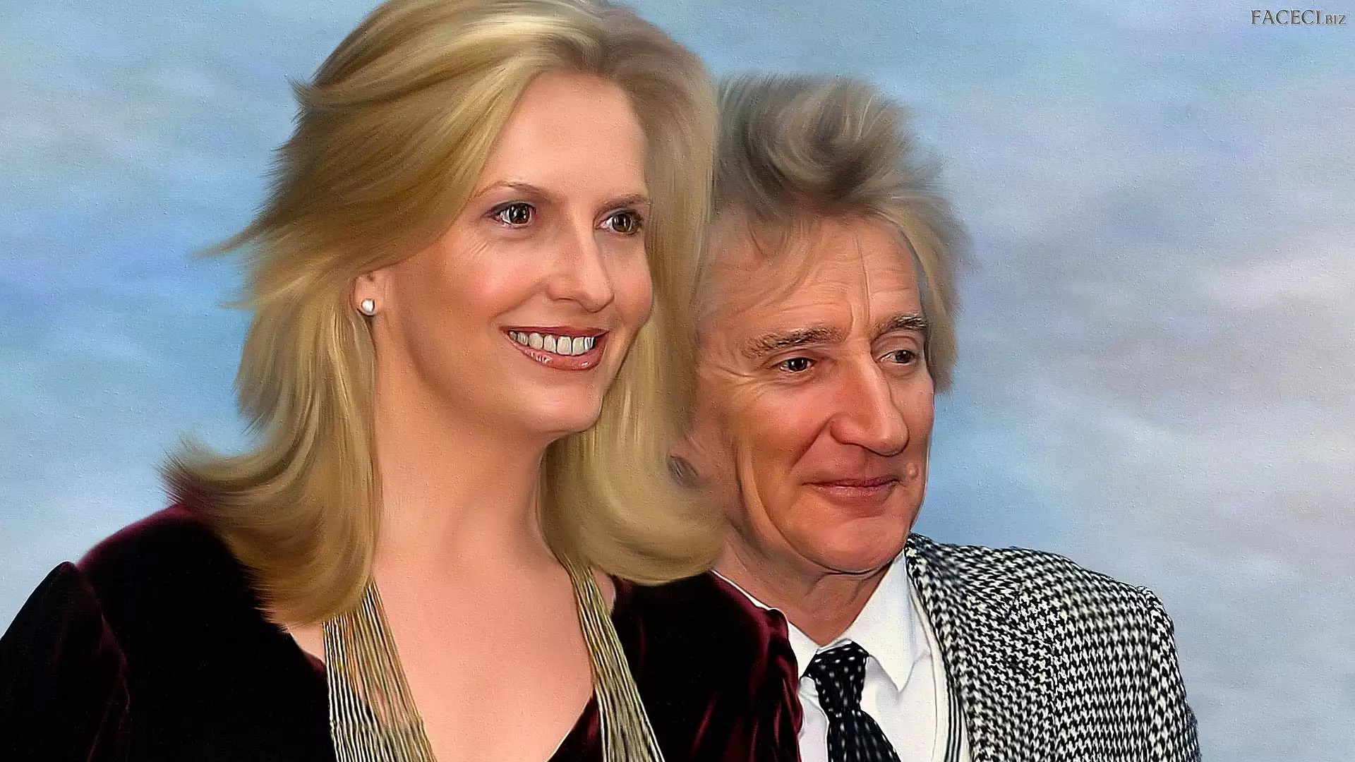 Grafika, Penny Lancaster, Rod Stewart, Piosenkarz, Modelka